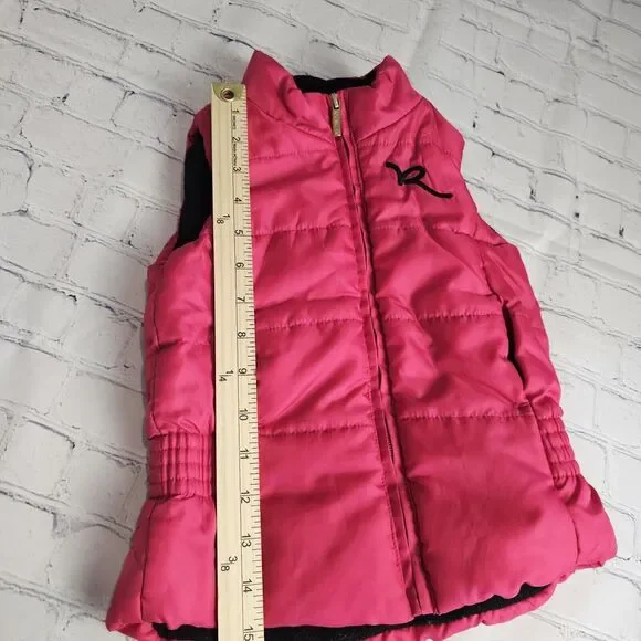 Rockawear Quilted Vest Toddler Girls 4T Hot Pink Zip Up Logo Pockets Puffer VTG - Picture 9 of 10